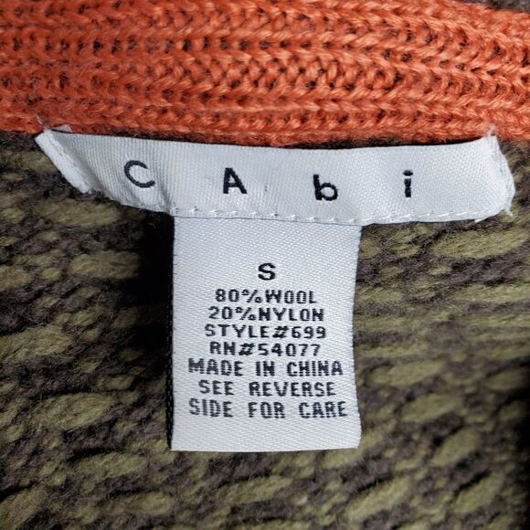 CABI green floral‎ wool blend nubby knit cardigan sweater #699 S - Picture 6 of 10